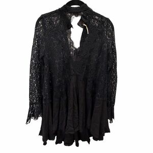 Free People Black Lace Keyhole Dress Size S